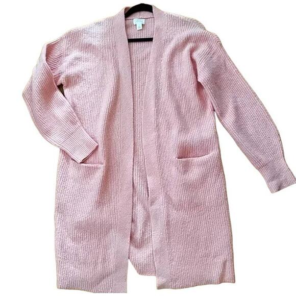 Caslon Open Front Textured Rib Knit Long Pocket Cardigan Plus Sz 2XL Pink NWT - Picture 1 of 4